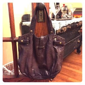 Lucky Brand Purple Distressed Leather Tote